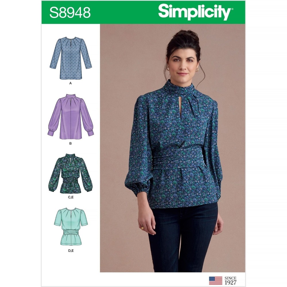 Simplicity S8948 Misses Blouses Sewing Pattern Keyhole Cummerbund 6-14
